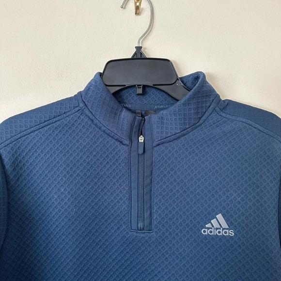 Men's Under Armor Small Blue Waffle Material Quarter Zip - Picture 2 of 4